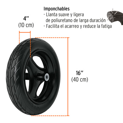 Carretilla 6 ft³ Truper Expert Cod 100417 CAT-60X Super reforzada Imponchable bastidor tubular