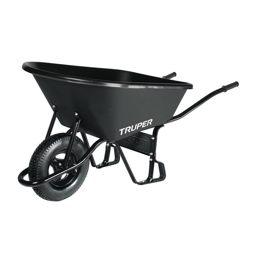 Carretilla 6 ft3 Truper Cod 11777 CAT-60PL Concha Plástica Neumática Bastidor Tubular