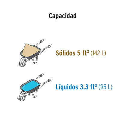 Carretilla 5 ft3 Pretul Cod 22703 TP-5N Concha Plástica Neumática Bastidor Tubular