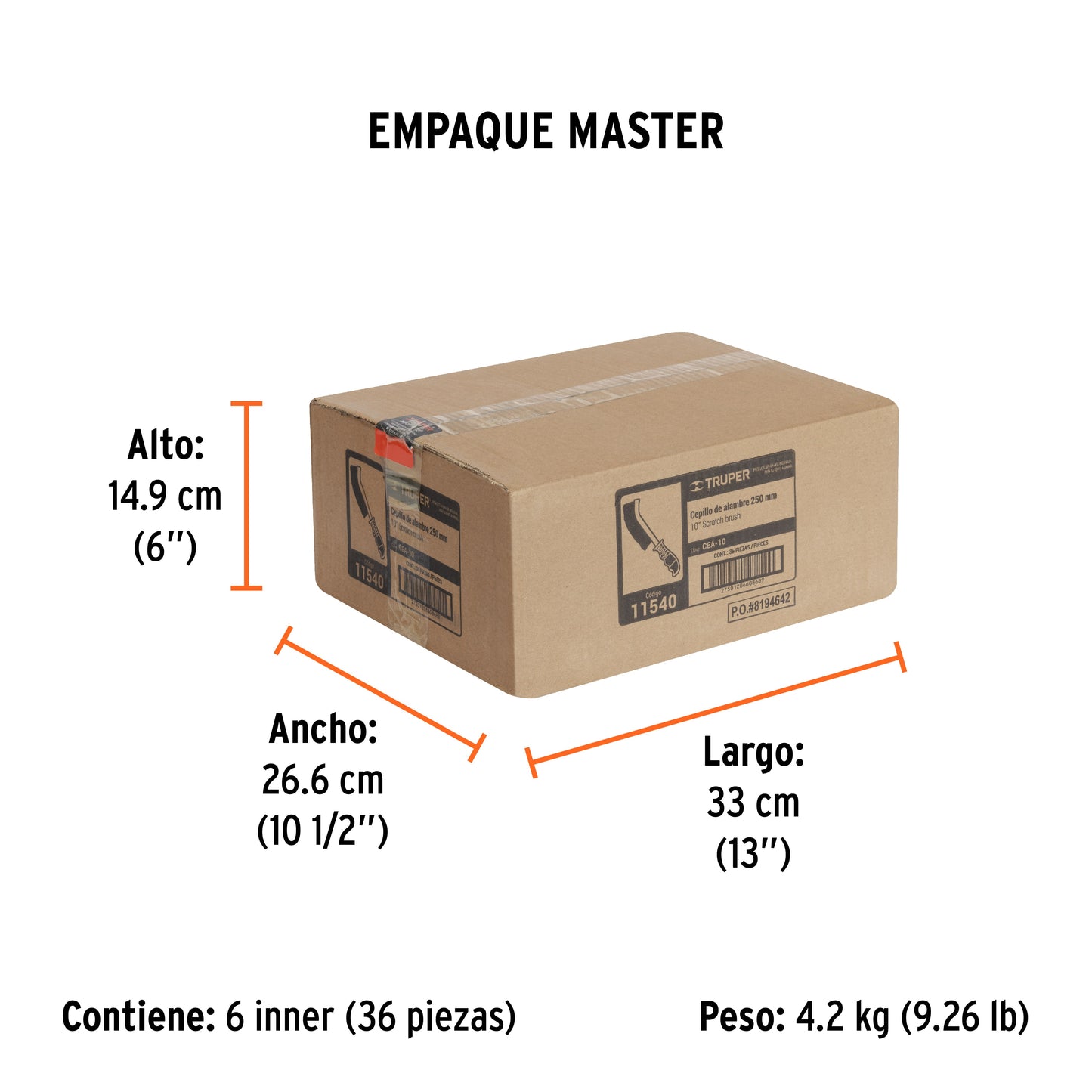 Cepillo Curvo anti-chispa Truper Cod 11540 CEA-10 alambre ondulado