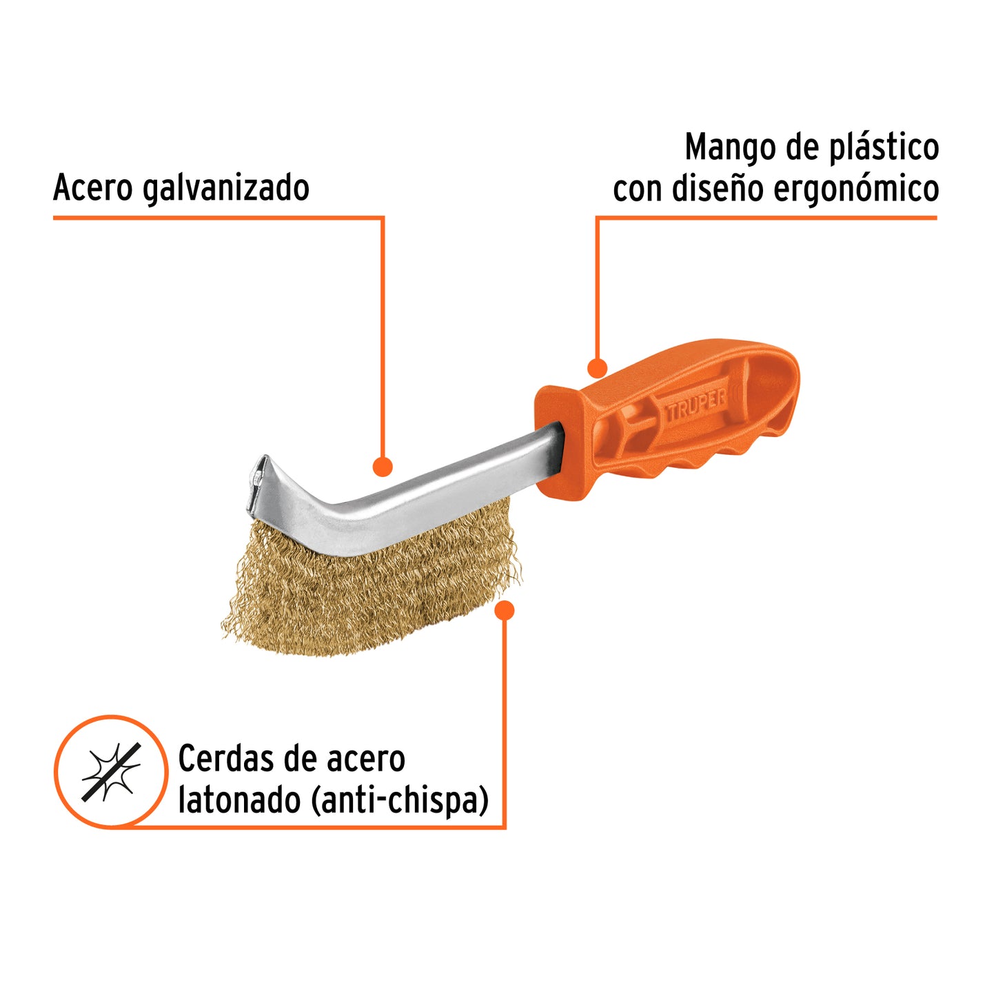 Cepillo Curvo anti-chispa Truper Cod 11540 CEA-10 alambre ondulado