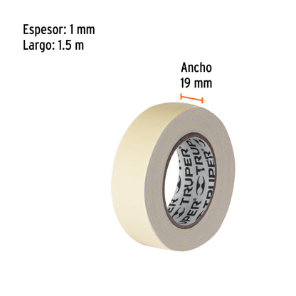 Cinta doble cara Truper Cod 11724 CDC-1915 de 19 mm x 1.5 m