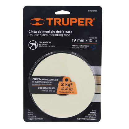 Cinta doble cara Truper Cod 11726 CDC-19100 de 19 mm x 10 m