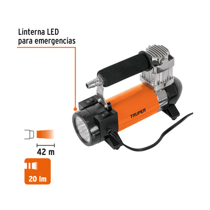 Compresor de aire 12V Truper Cod 19999 COMP-12 para auto incluye maletín
