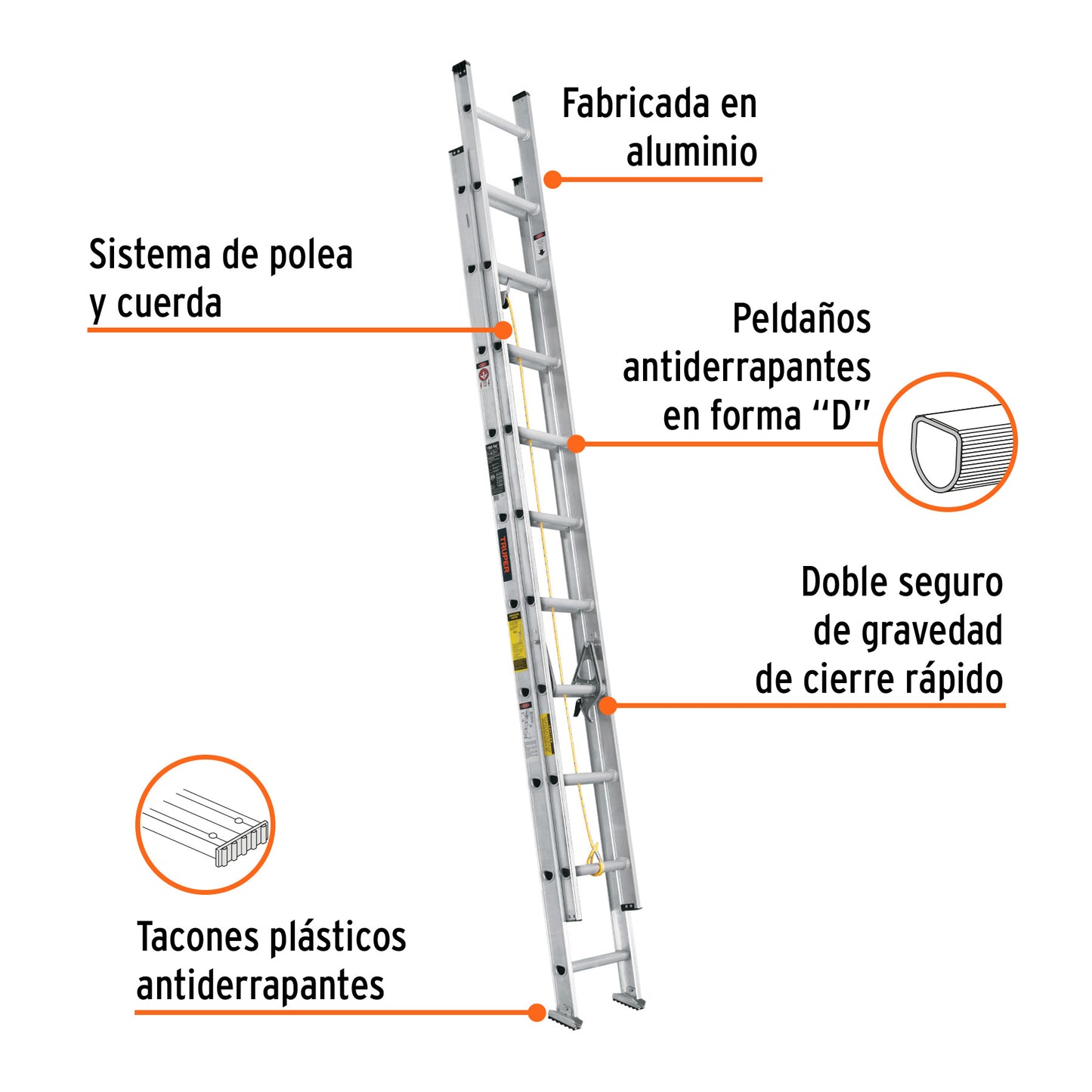 Escalera Telescopica  Truper Cod 16027 ESE-20 tipo III 20 peldaños