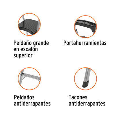 Escalerillas Plegable Truper Cod 16763 ESTU-2A 2 peldaños aluminio