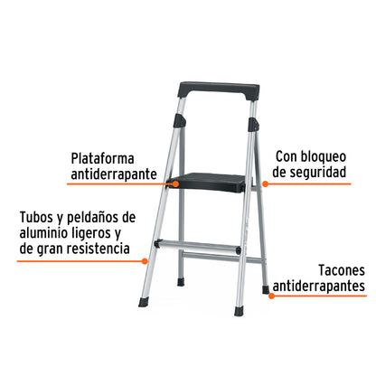 Escalerillas Plegable Truper Cod 16763 ESTU-2A 2 peldaños aluminio