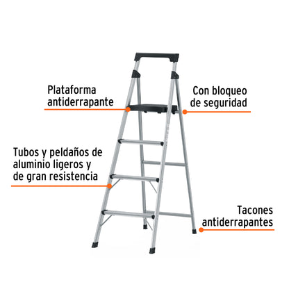 Escalerillas Plegable Truper Cod 16765 ESTU-4A 4 peldaños aluminio