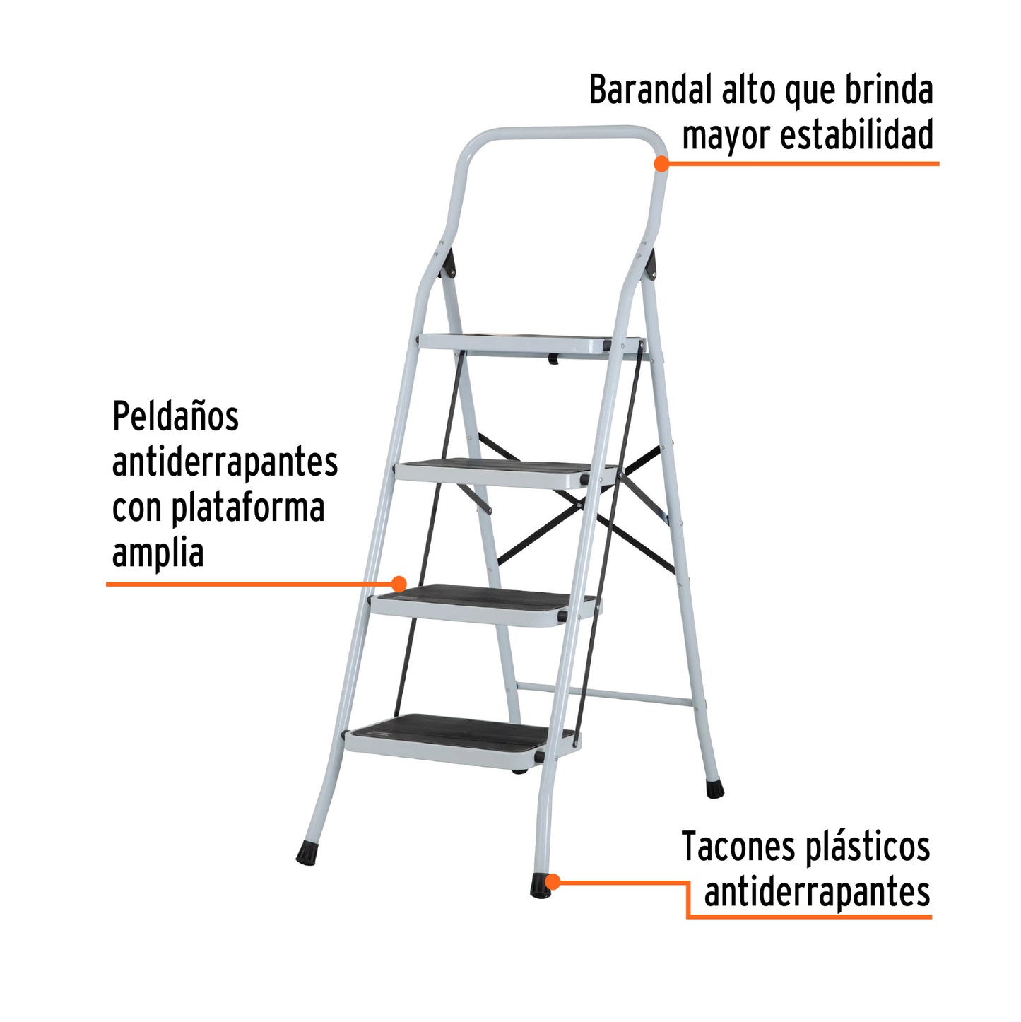 Escalerillas Plegable Pretul Cod 24122 ESTU-4P 4 peldaños acero