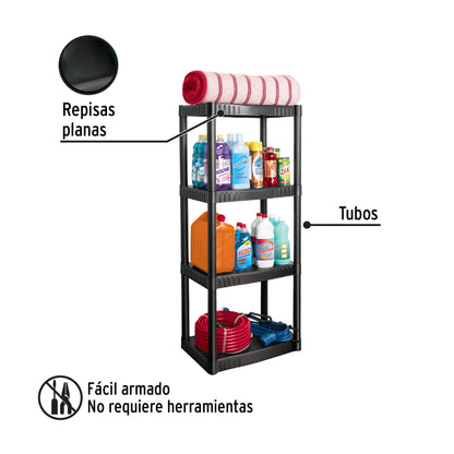Estante Plástico 4 repisas Pretul Cod 25075 EST-4P Cap. 27 kg 123x36x56