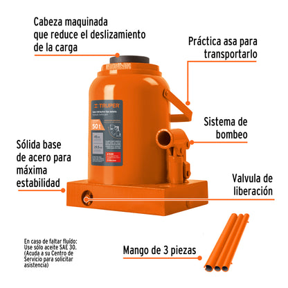 Gato Hidráulico botella Truper Cod 14821 GAT-50 50 ton