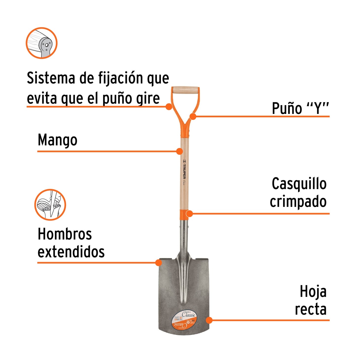 Pala lampa Recta Truper Cod 10014 PR-PE Perú