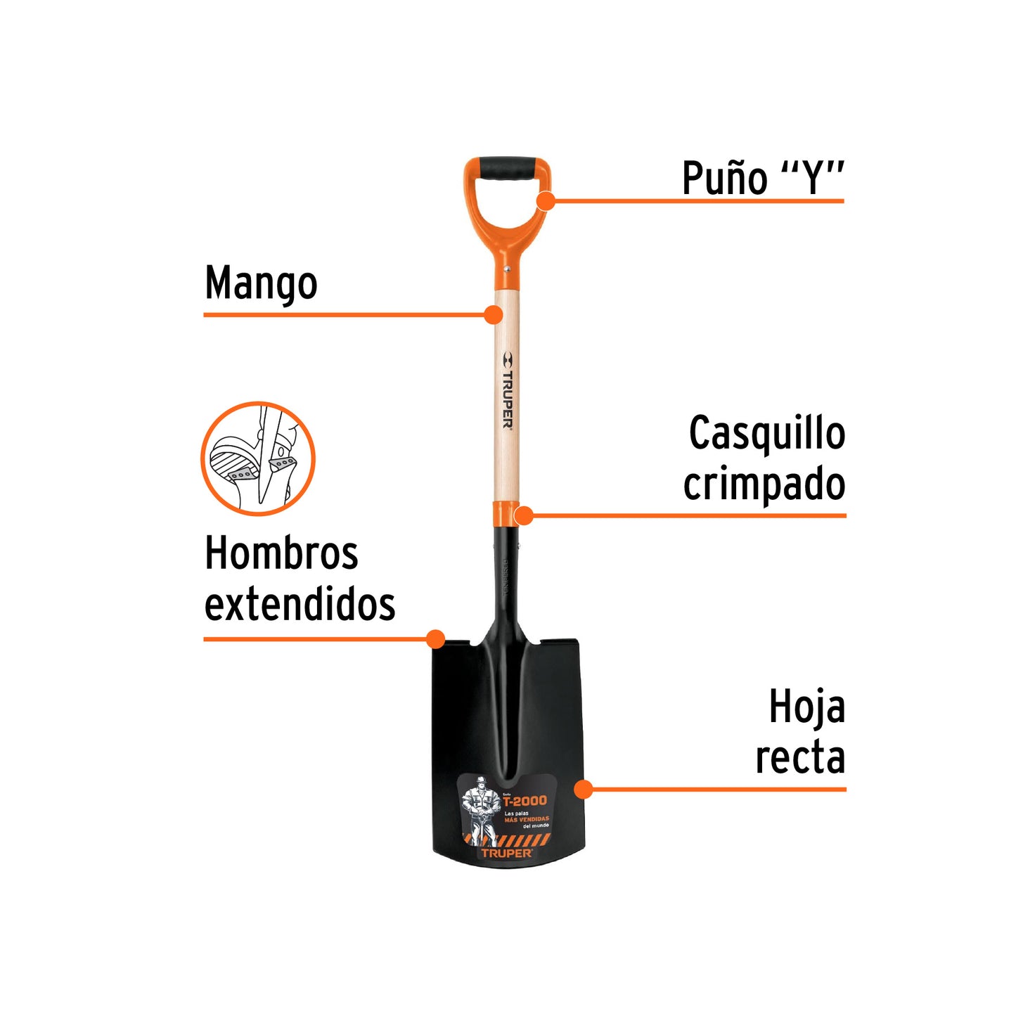 Pala lampa T-2000 Truper Cod 10577 PR2-PE recta Perú