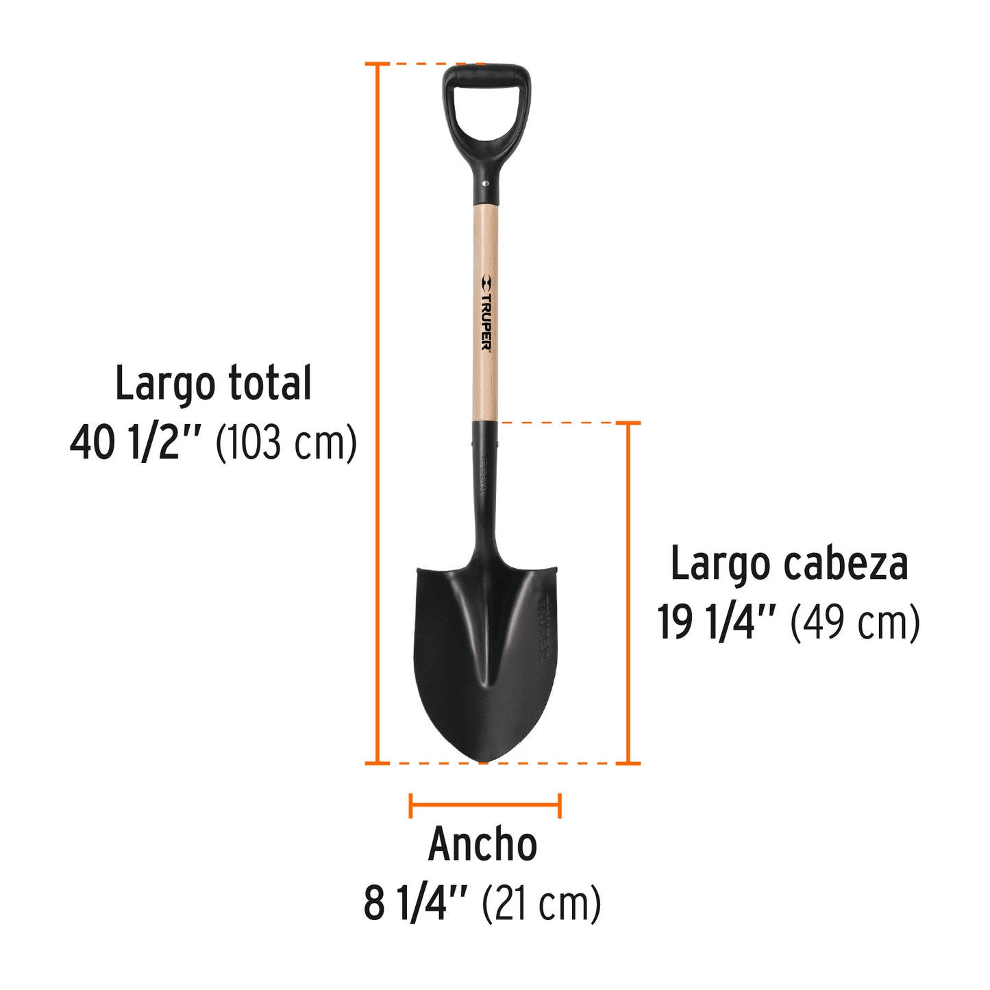Pala redonda T-1000 Truper Cod 11167 PRY-PE puño "Y"
