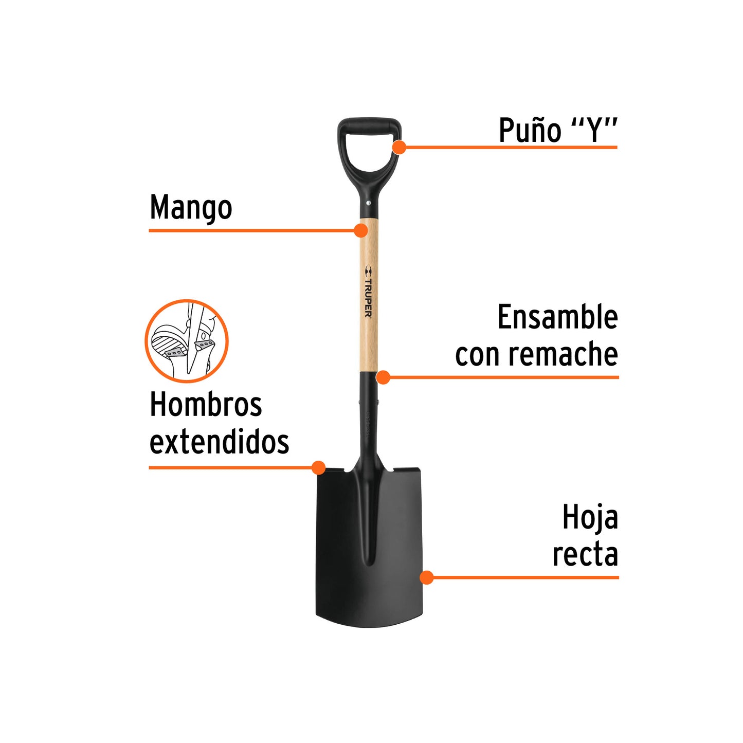 Pala lampa T-1000 Truper Cod 11173 PR1-PE recta Perú
