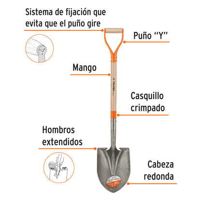 Pala redonda Classic Truper Cod 17154 PRY puño "Y"