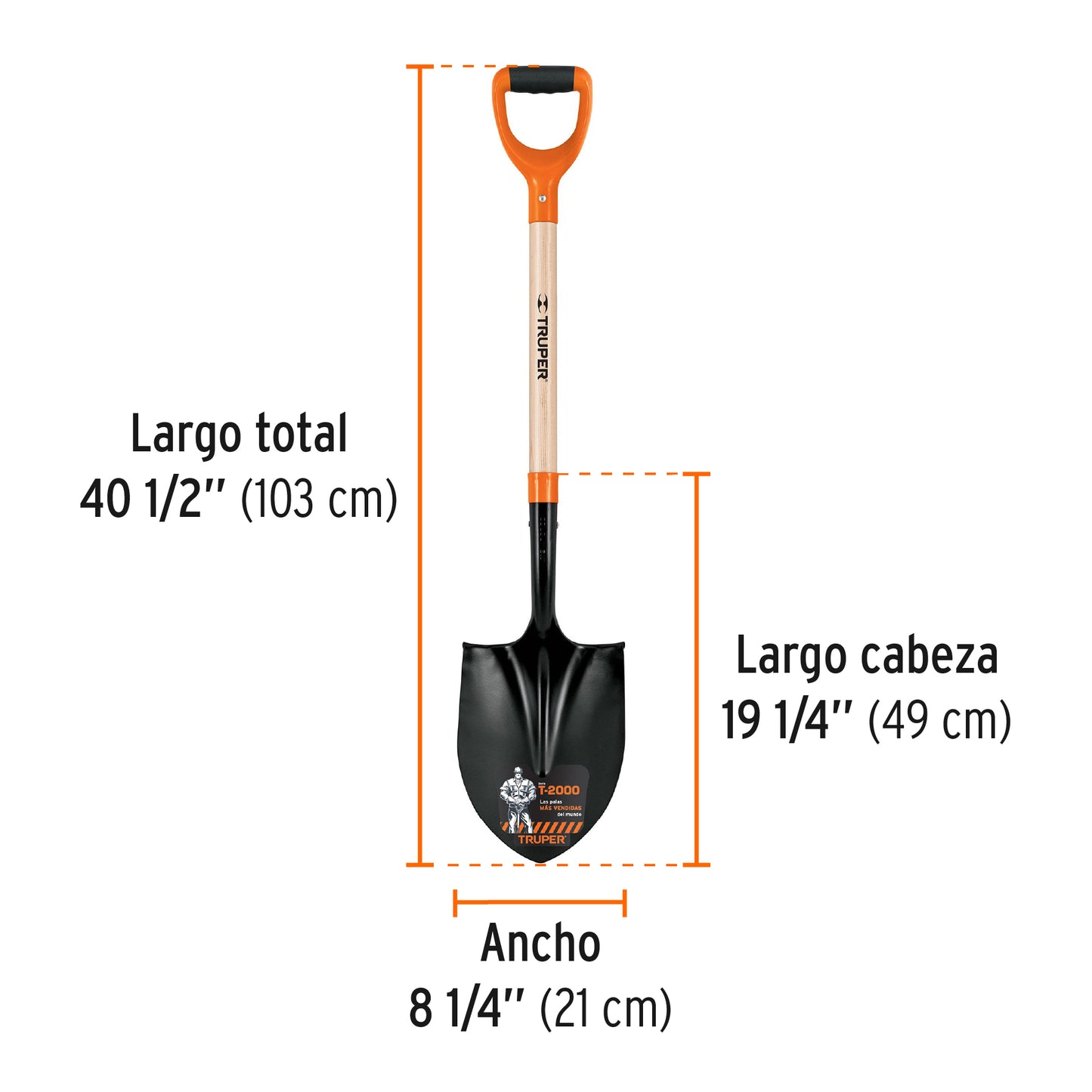 Pala redonda T-2000 Truper Cod 17160 PRY-P puño "Y"
