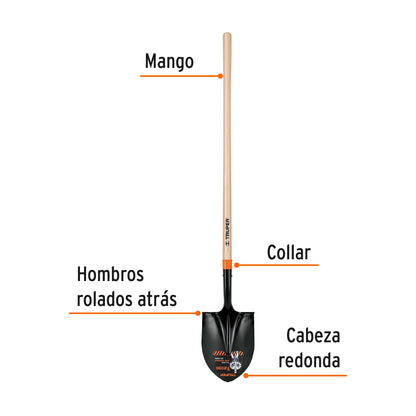 Pala redonda T-2000 Truper Cod 17175 PRL-P mango largo 45"