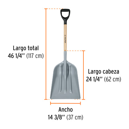 Pala sanitaria Truper Cod 17252 PAPLA-12 cabeza plástica puño "Y" mango 27"