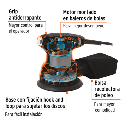 Lijadora Roto Orbital Truper Cod 102466 LIRO-5A-2 profesional 5" 220 V 260 W