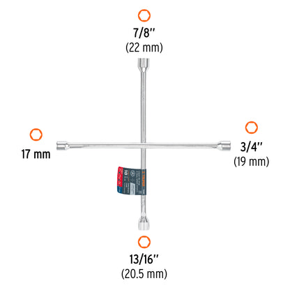 Llave de cruz 18 truper Cod 15480 LLCR-18 pulida y cromada