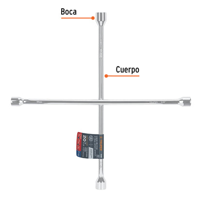 Llave de cruz 20 truper Cod 15481 LLCR-20 pulida y cromada