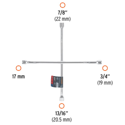 Llave de cruz 20 truper Cod 15481 LLCR-20 pulida y cromada
