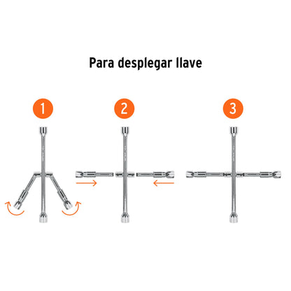 Llave de cruz 14 plegable truper Cod 15484 LLCR-14X pulida y cromada