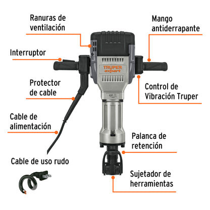 Martillo demoledor HEX 30kg Truper Expert Cod 102467 MADE-30NX-2 62J 2000W 220V