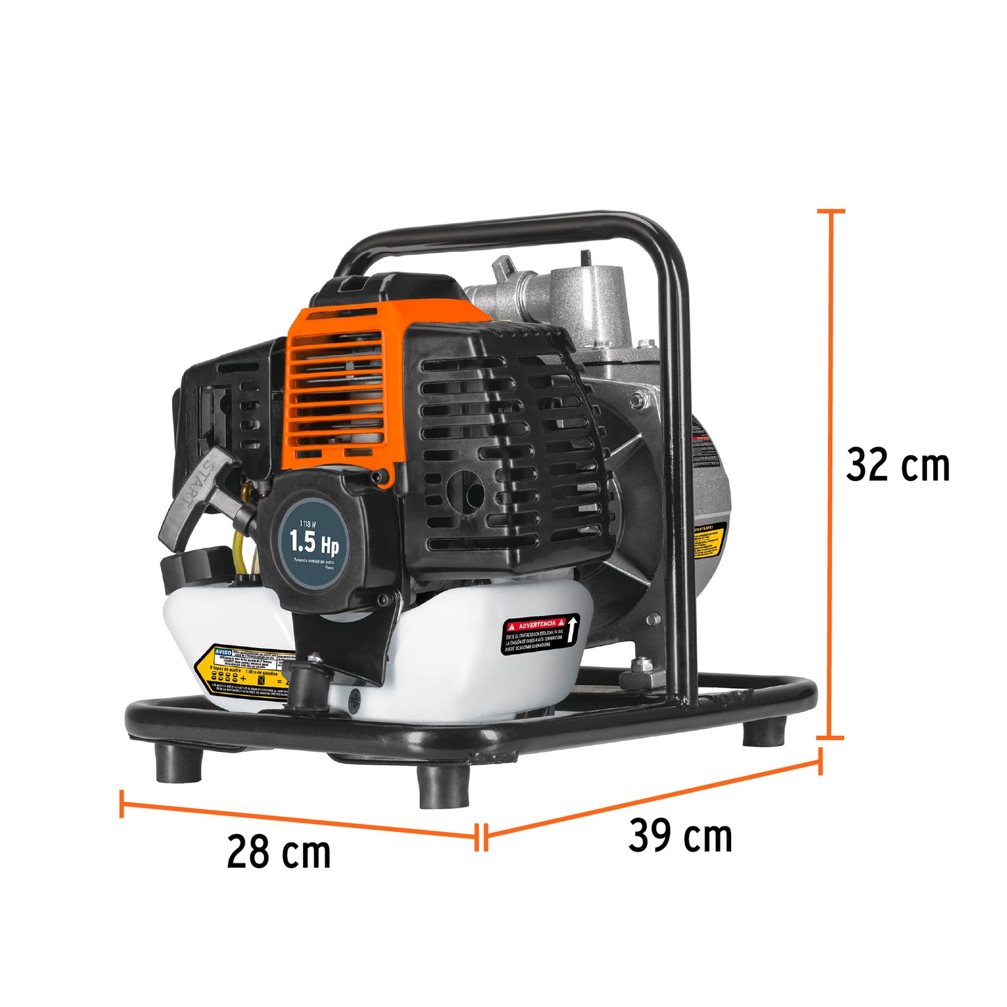 Motobomba autocebante 1 x1 Truper Cod 101110 MOTB-1 gas 1 1/2 HP agrícola