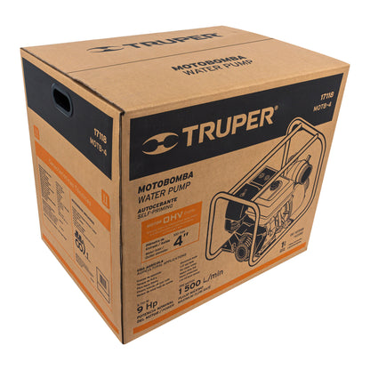 Motobomba autocebante 4 x4 truper Cod 17118 MOTB-4 gasolina 9HP agrícola
