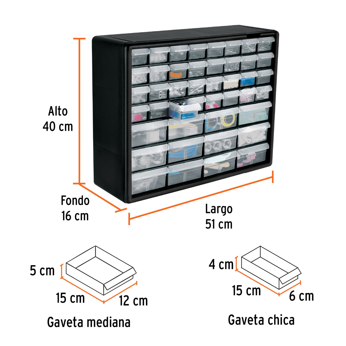 Organizador con 44 gavetas Truper Cod 102642 ORG-44
