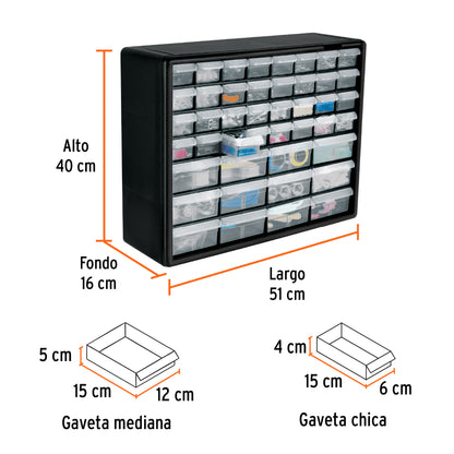 Organizador con 44 gavetas Truper Cod 102642 ORG-44