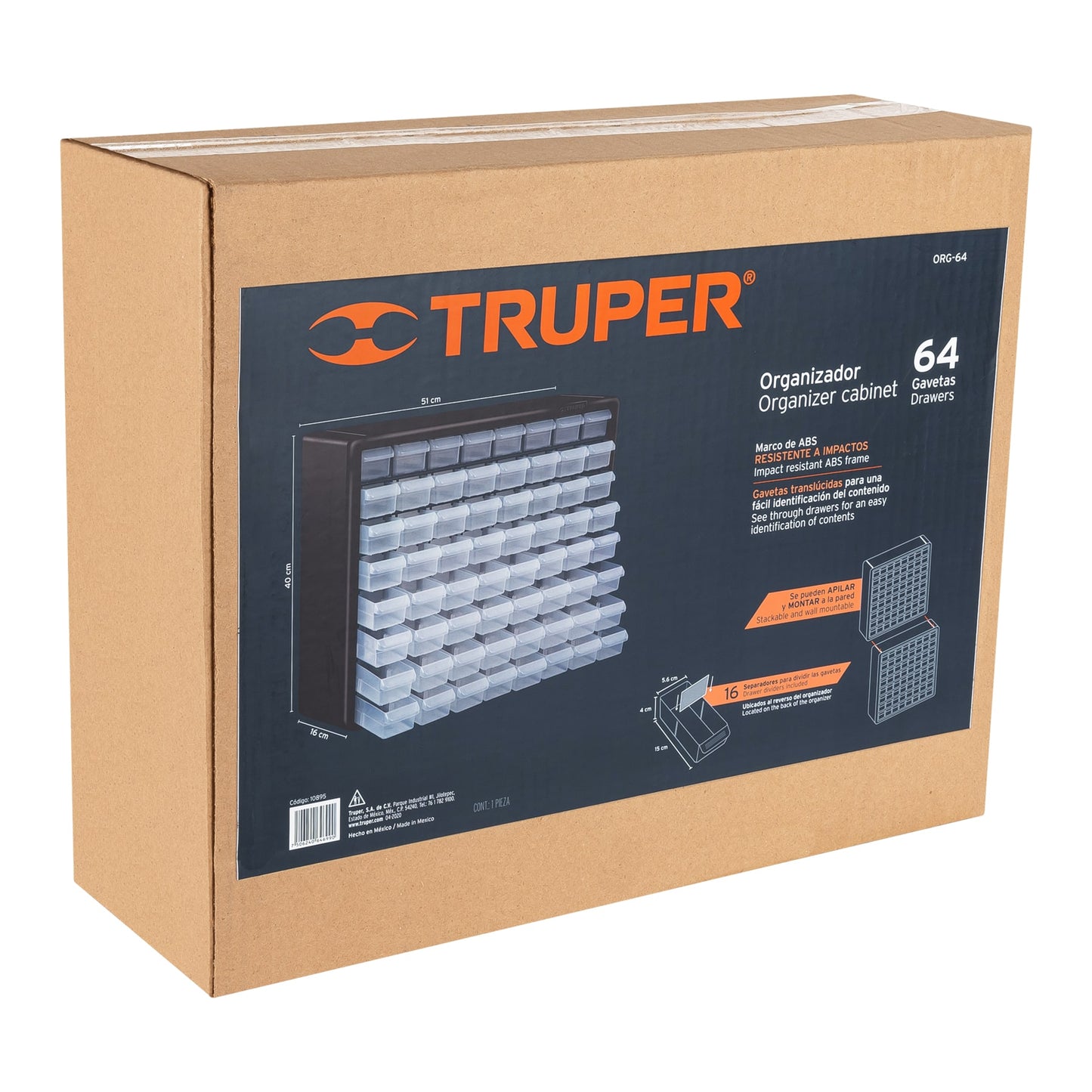 Organizador con 64 gavetas Truper Cod 10895 ORG-64