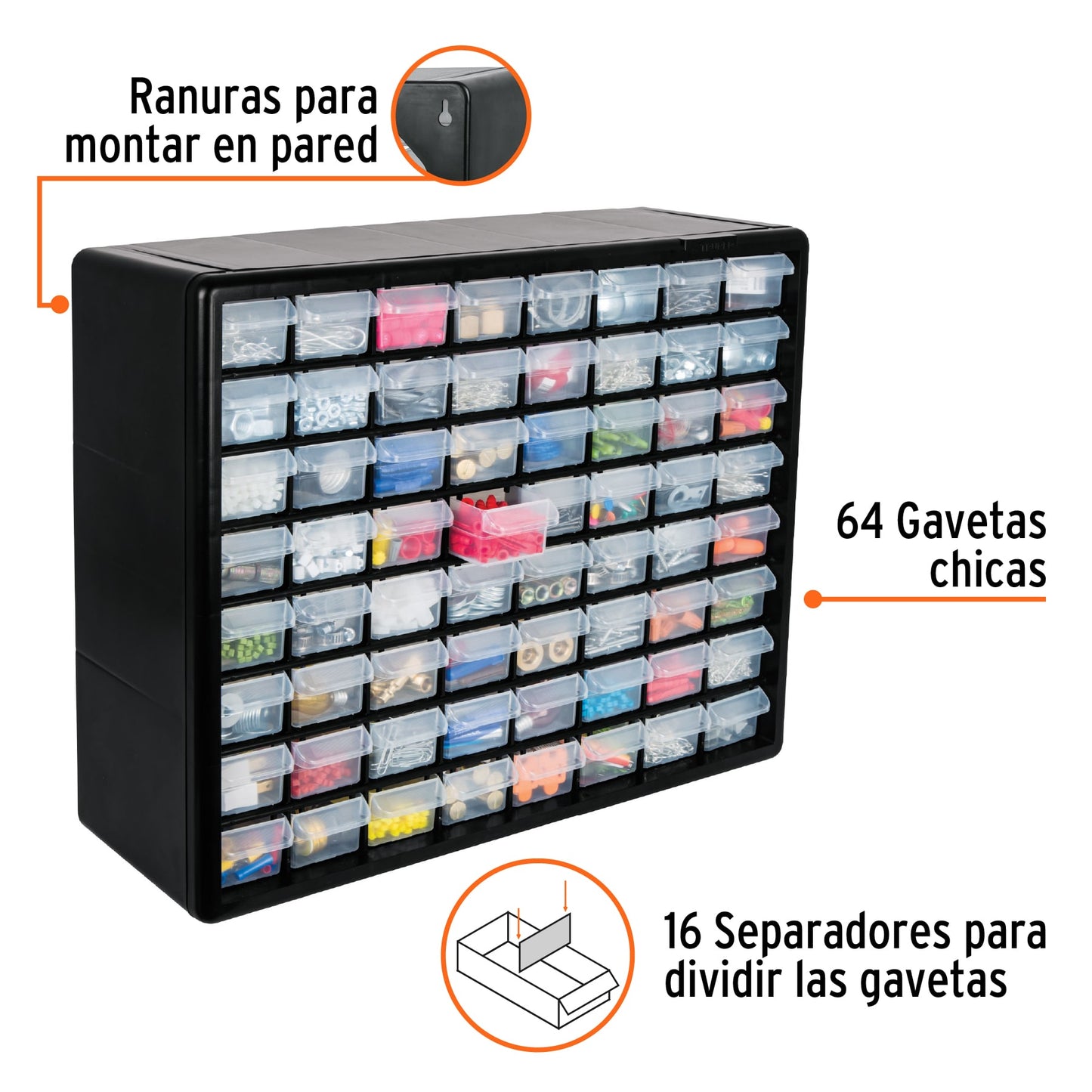 Organizador con 64 gavetas Truper Cod 10895 ORG-64
