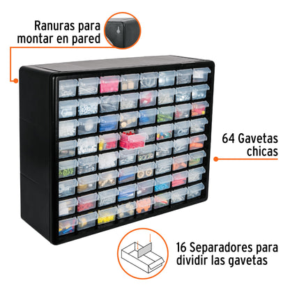 Organizador con 64 gavetas Truper Cod 10895 ORG-64