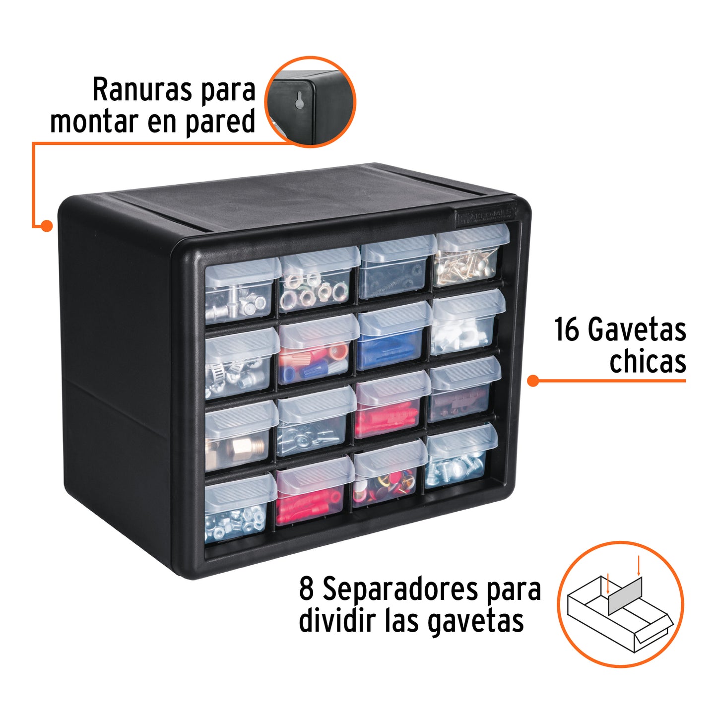 Organizador con 16 gavetas Truper Cod 11851 ORG-16