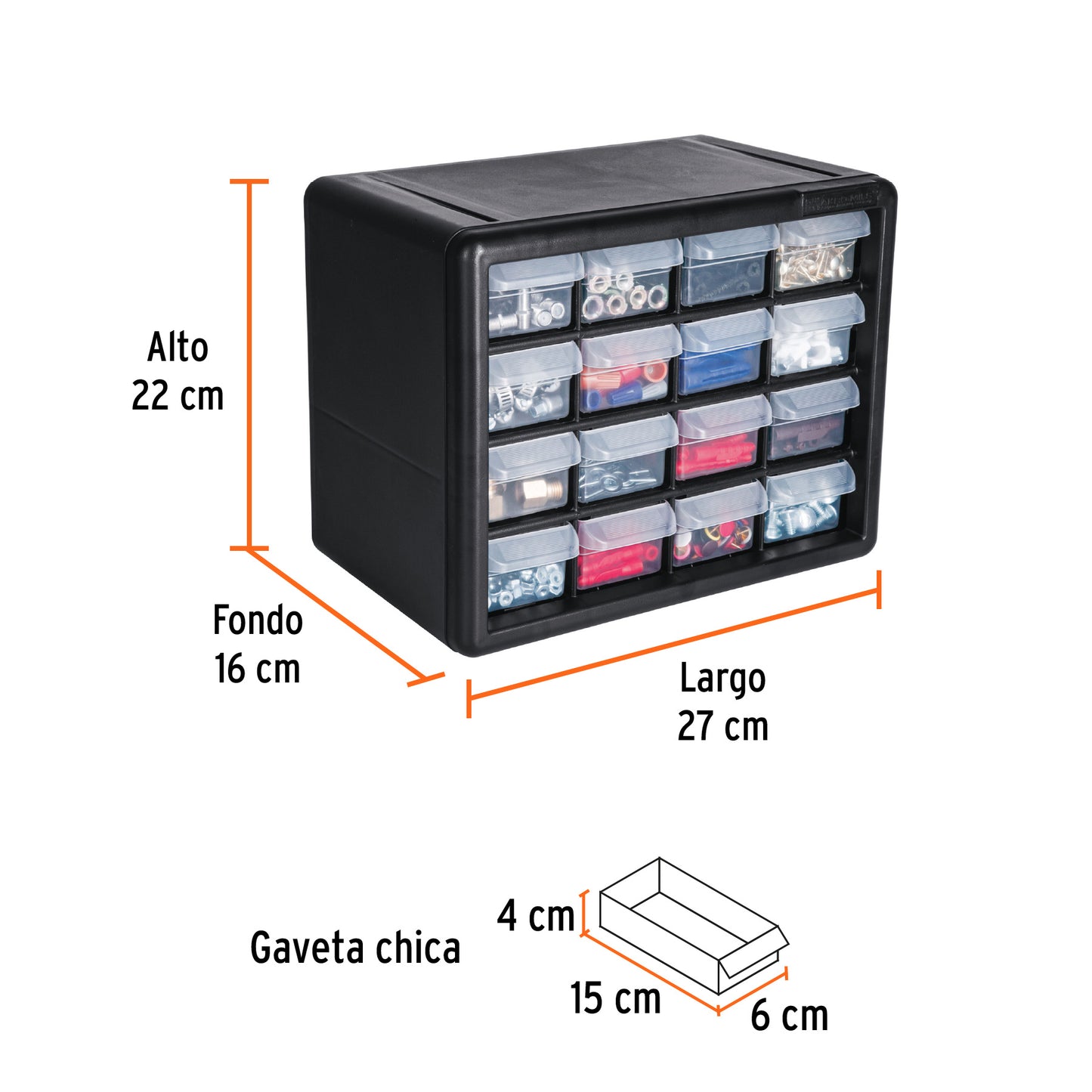 Organizador con 16 gavetas Truper Cod 11851 ORG-16