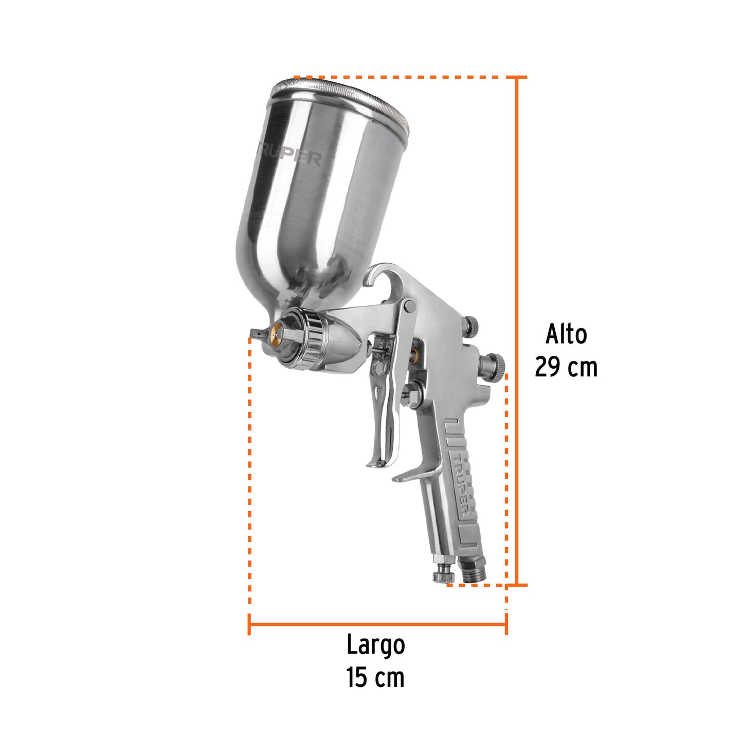 Pistola para pintar Truper Cod 13060 PIPI-422 gravedad LVMP vaso aluminio 2 mm