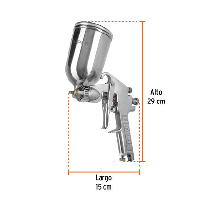 Pistola para pintar Truper Cod 13060 PIPI-422 gravedad LVMP vaso aluminio 2 mm