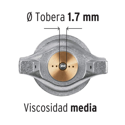 Pistola para pintar Truper Cod 13061 PIPI-421 gravedad LVMP vaso aluminio 1.7 mm