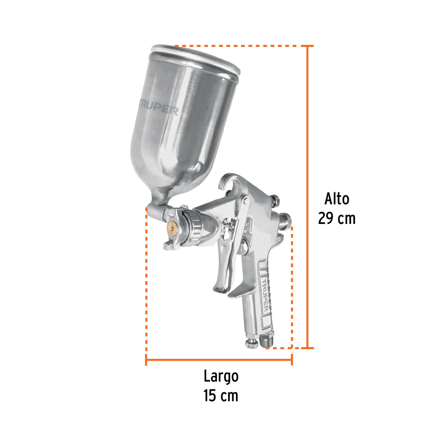 Pistola para pintar Truper Cod 13061 PIPI-421 gravedad LVMP vaso aluminio 1.7 mm