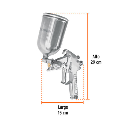 Pistola para pintar Truper Cod 13061 PIPI-421 gravedad LVMP vaso aluminio 1.7 mm