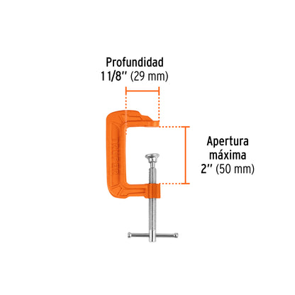 Prensa 2" Truper Cod 17659 PNT-2 de hierro dúctil para carpintería