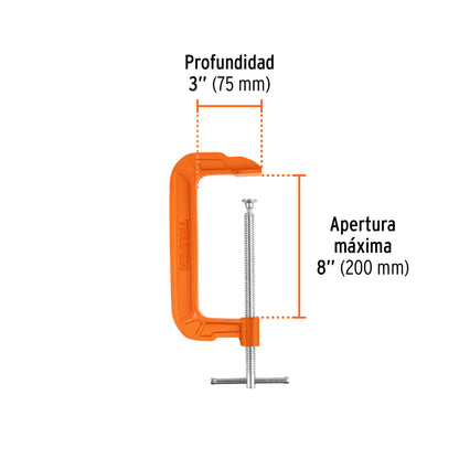 Prensa 8" Truper Cod 17664 PNT-8 de hierro dúctil para carpintería