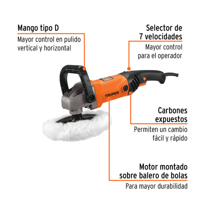 Pulidora 7" Truper Cod 16713 PULA-7A3-2 220 V 1,200 W